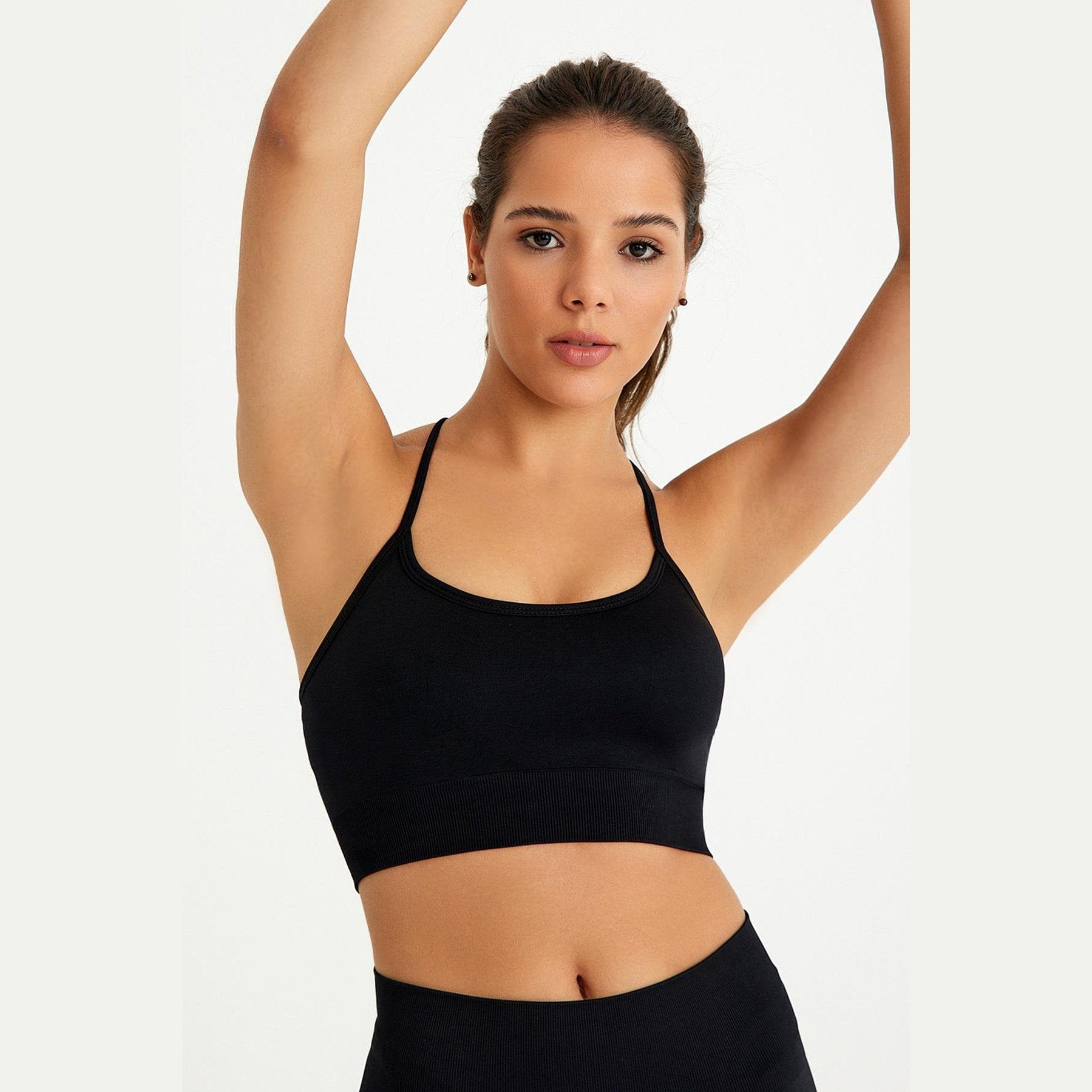 Seamless Sports Bra with Cross Back Detail