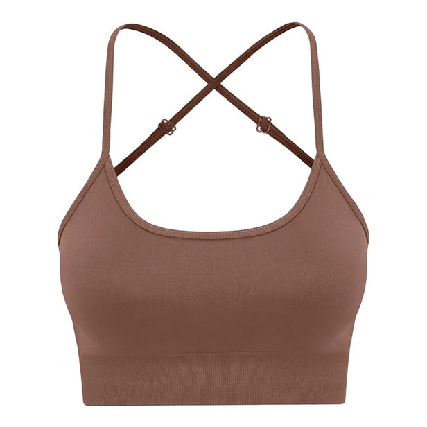 Seamless Sports Bra with Cross Back Detail