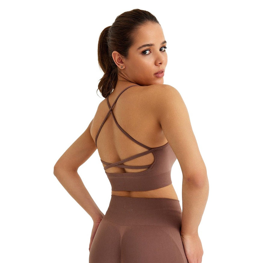 Seamless Sports Bra with Cross Back Detail