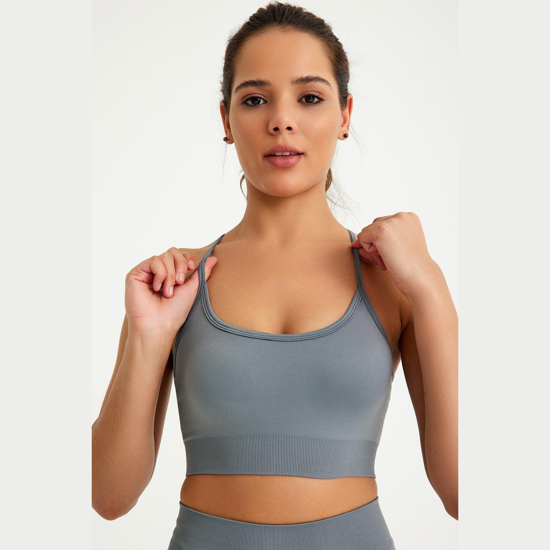 Seamless Sports Bra with Cross Back Detail