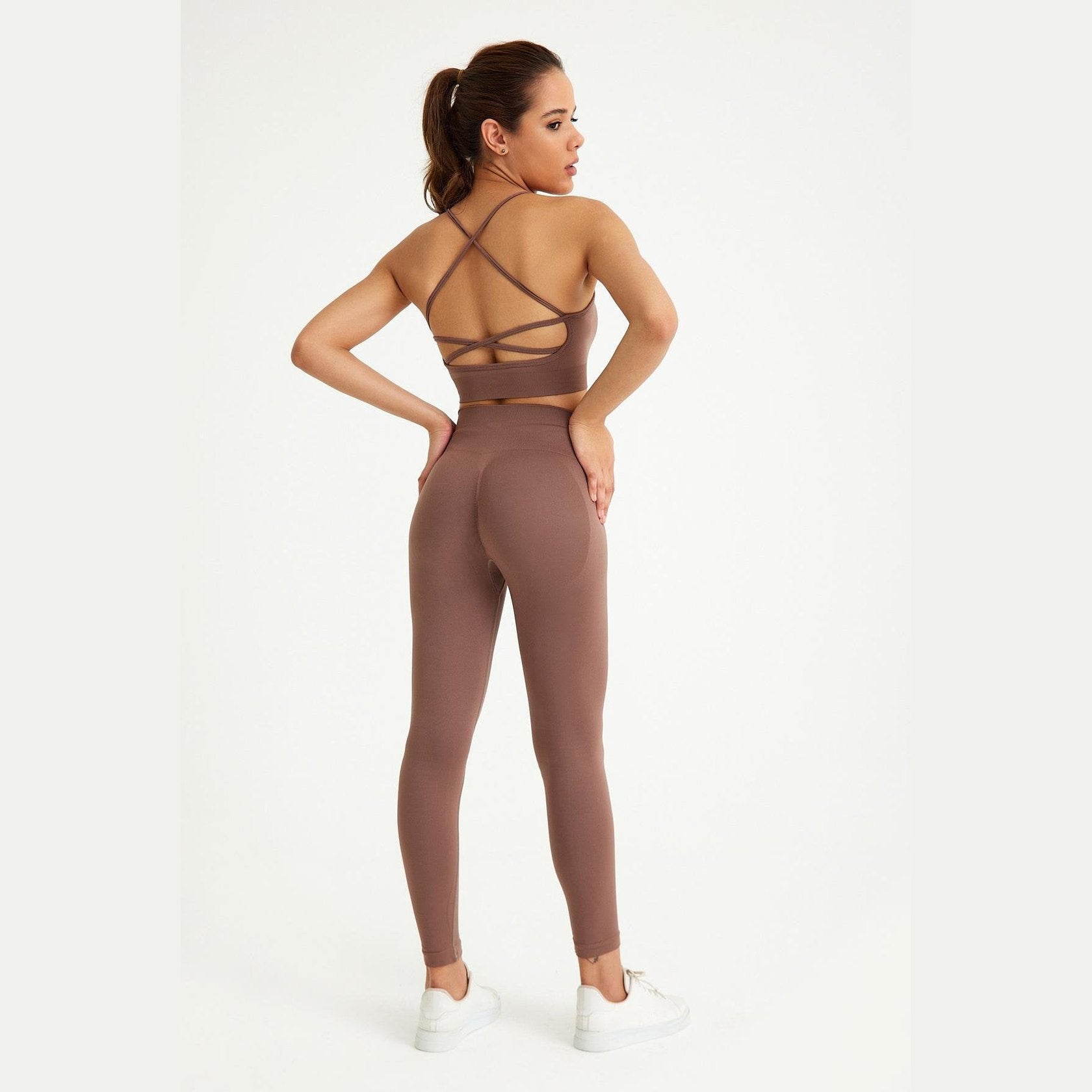 Seamless Sports Bra with Cross Back Detail