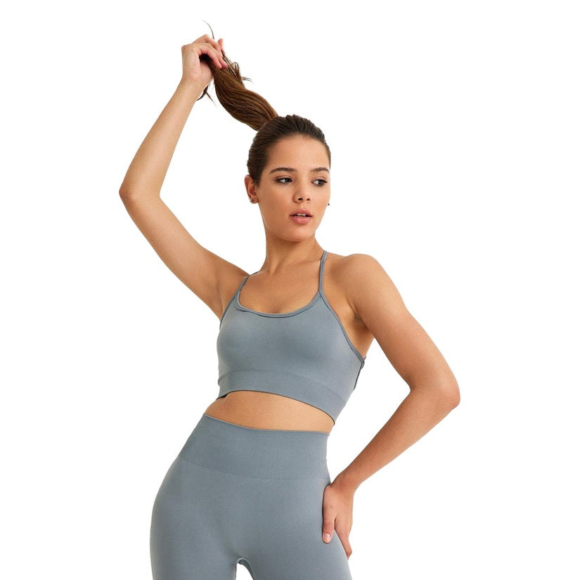 Seamless Sports Bra with Cross Back Detail