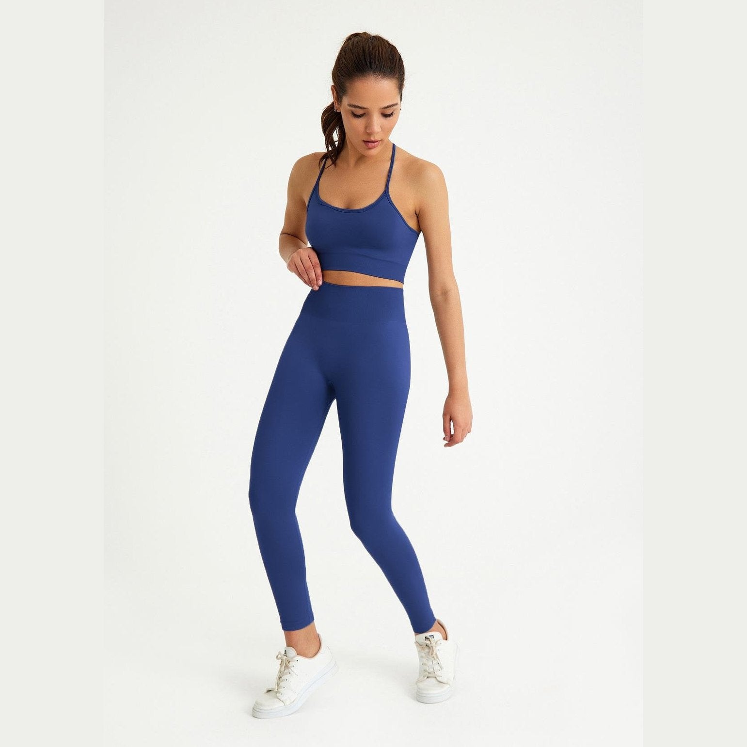 Seamless Sports Bra with Cross Back Detail