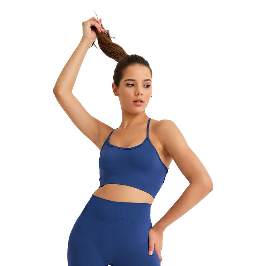 Seamless Sports Bra with Cross Back Detail